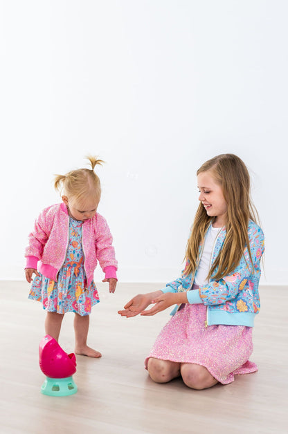 Blue Retro Unicorns S/S Twirl Bodysuit