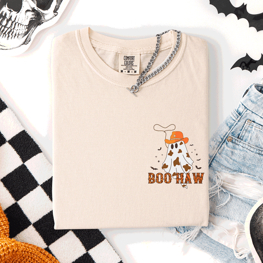 Boo Haw, Cowboy, Western, Country, Halloween, Pocket, Comfort Colors T-Shirt