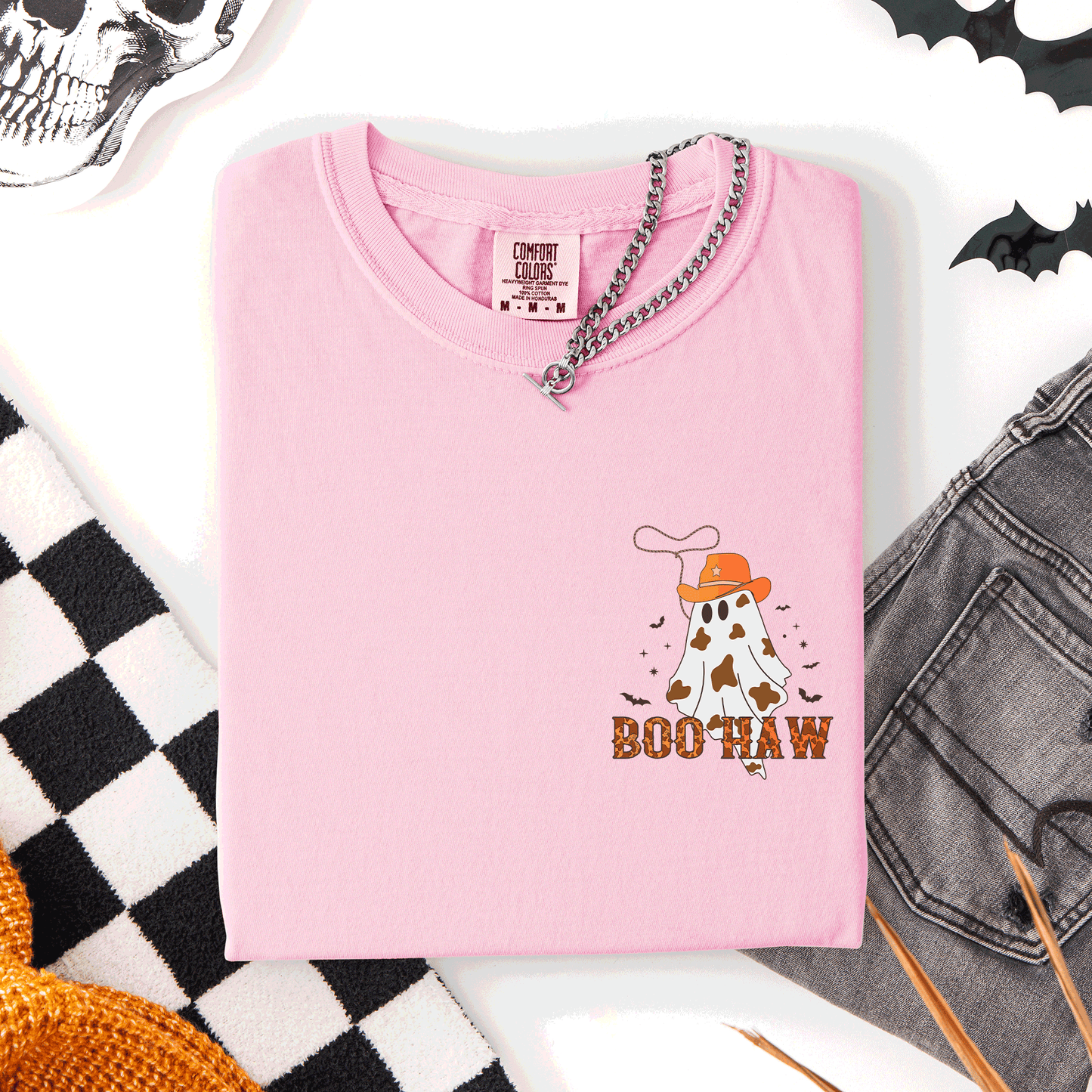 Boo Haw, Cowboy, Western, Country, Halloween, Pocket, Comfort Colors T-Shirt