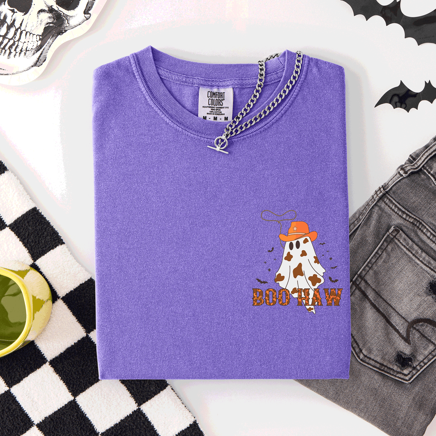 Boo Haw, Cowboy, Western, Country, Halloween, Pocket, Comfort Colors T-Shirt