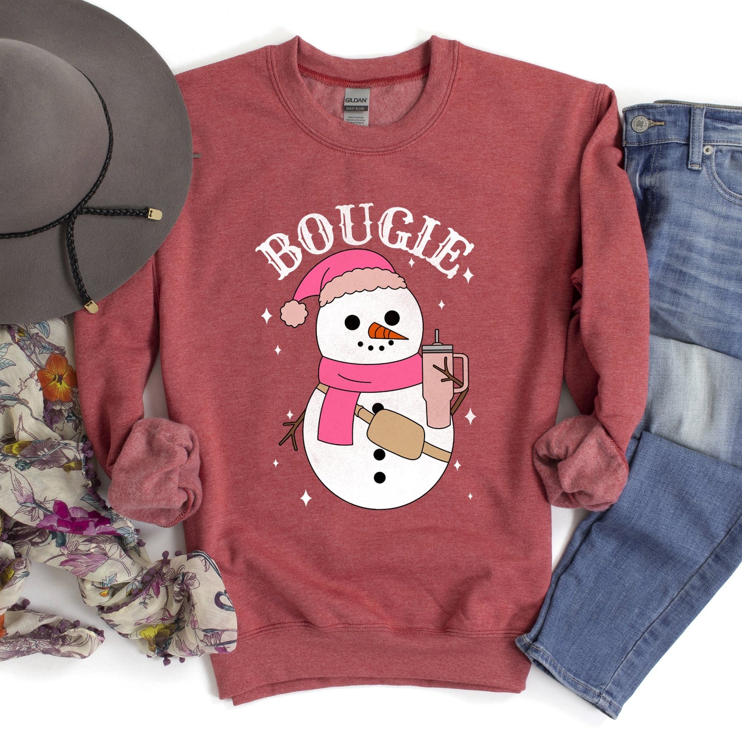 Bougie Snowman, Christmas, BooJee Sweatshirt
