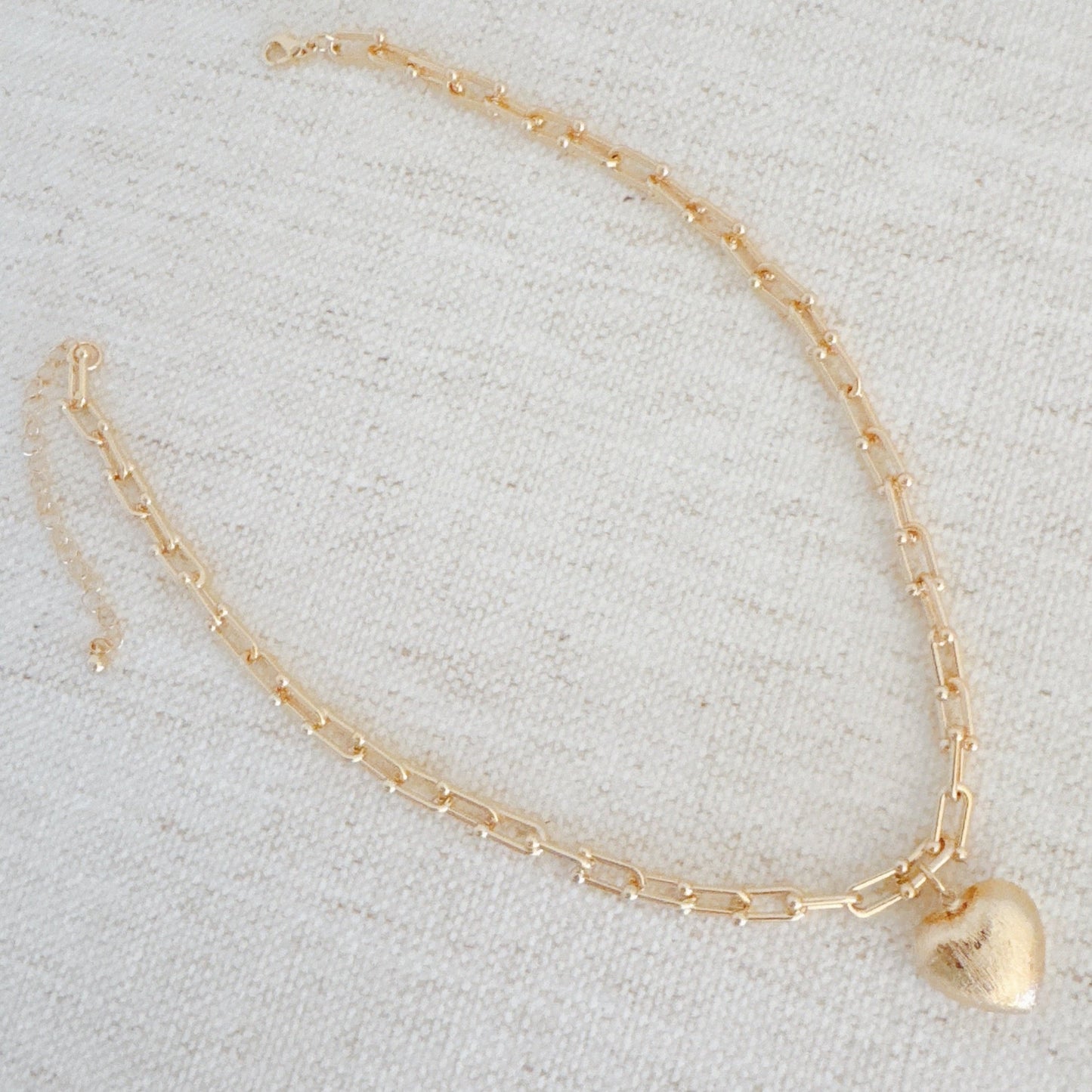 Brushed Heart Pendant U Chain Necklace - Aaria Tees