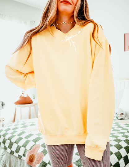 Mama Ribbon Garment Dyed Comfort Colors Sweatshirt (Neck around)
