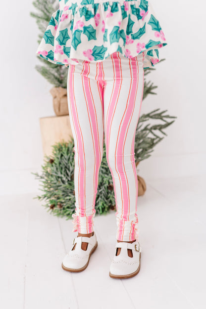 Pink Candy Cane Stripe | SLIM LEGGINGS
