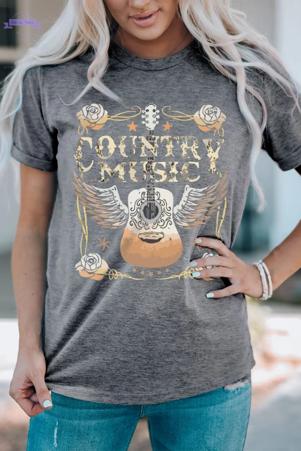 COUNTRY MUSIC Guitar Tee Threaded Pear Aaria Tees