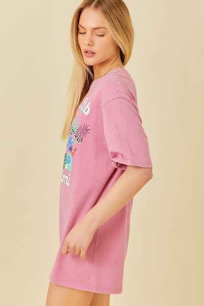 Beach Club Miami Oversized Graphic T-shirt Dress