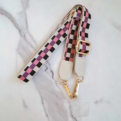 Checkered Crossbody Phone Lanyard - Aaria Tees