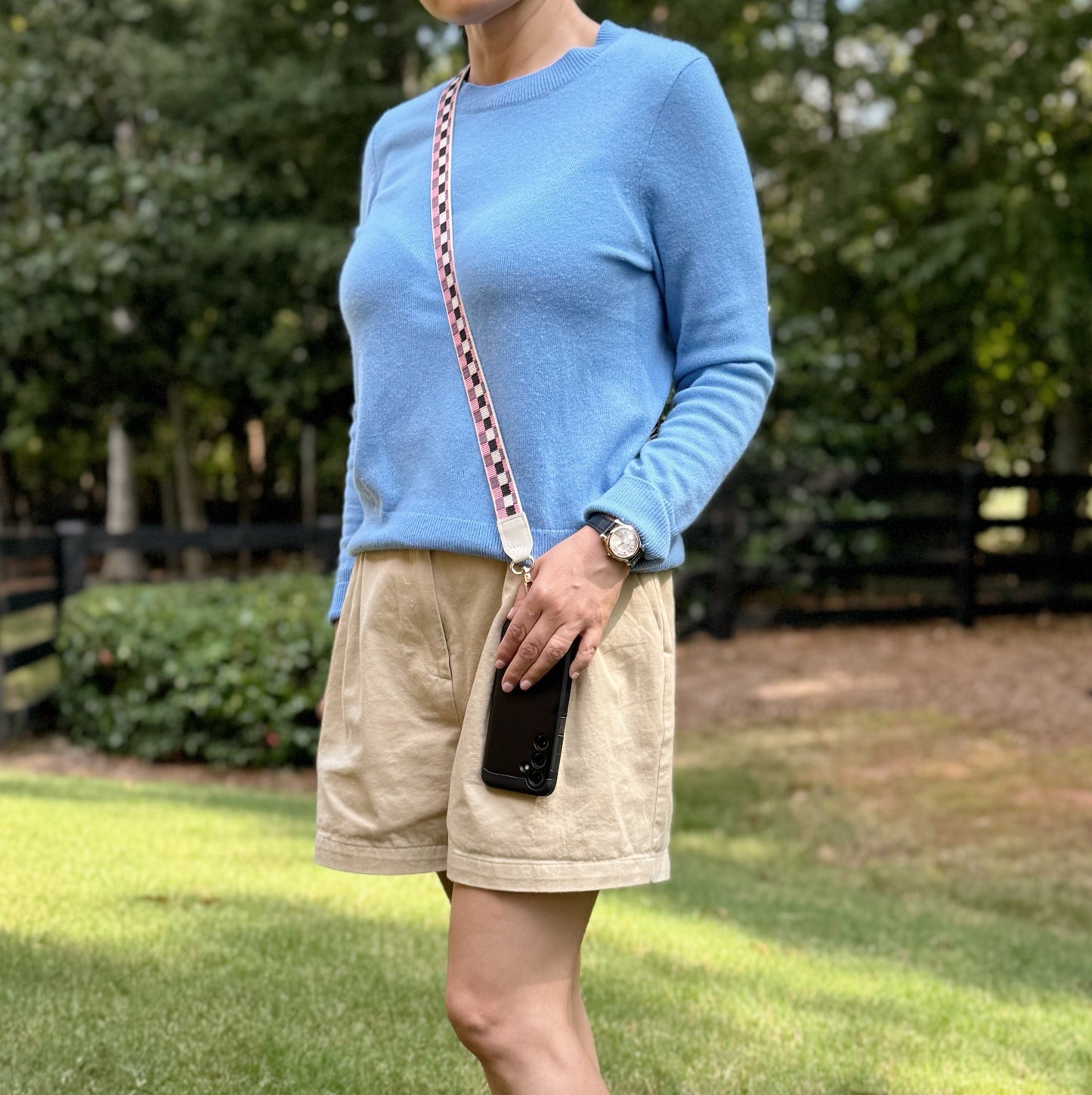 Checkered Crossbody Phone Lanyard - Aaria Tees