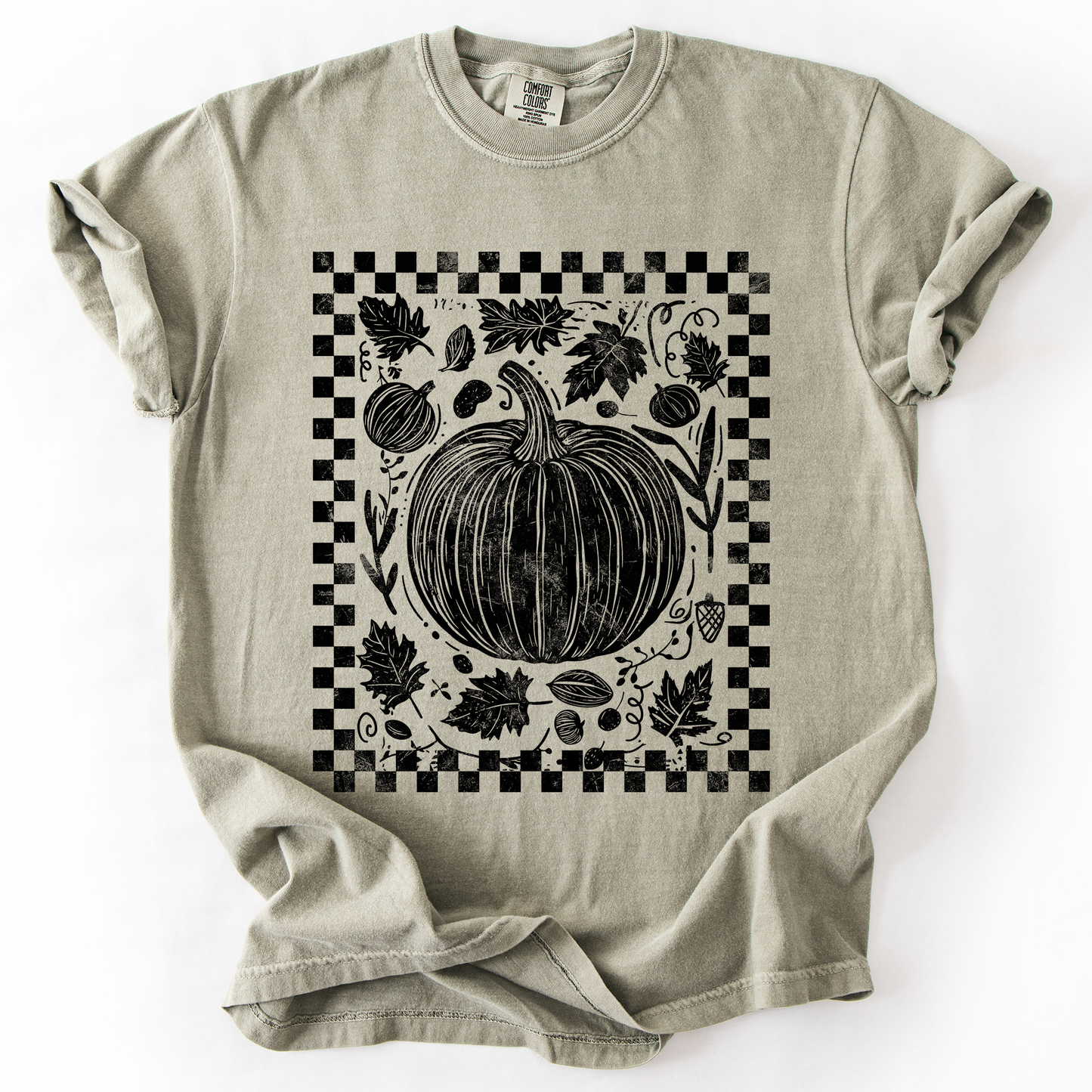 Checkered Pumpkin, Minimalist, Autumn, Fall, Comfort Colors T-Shirt