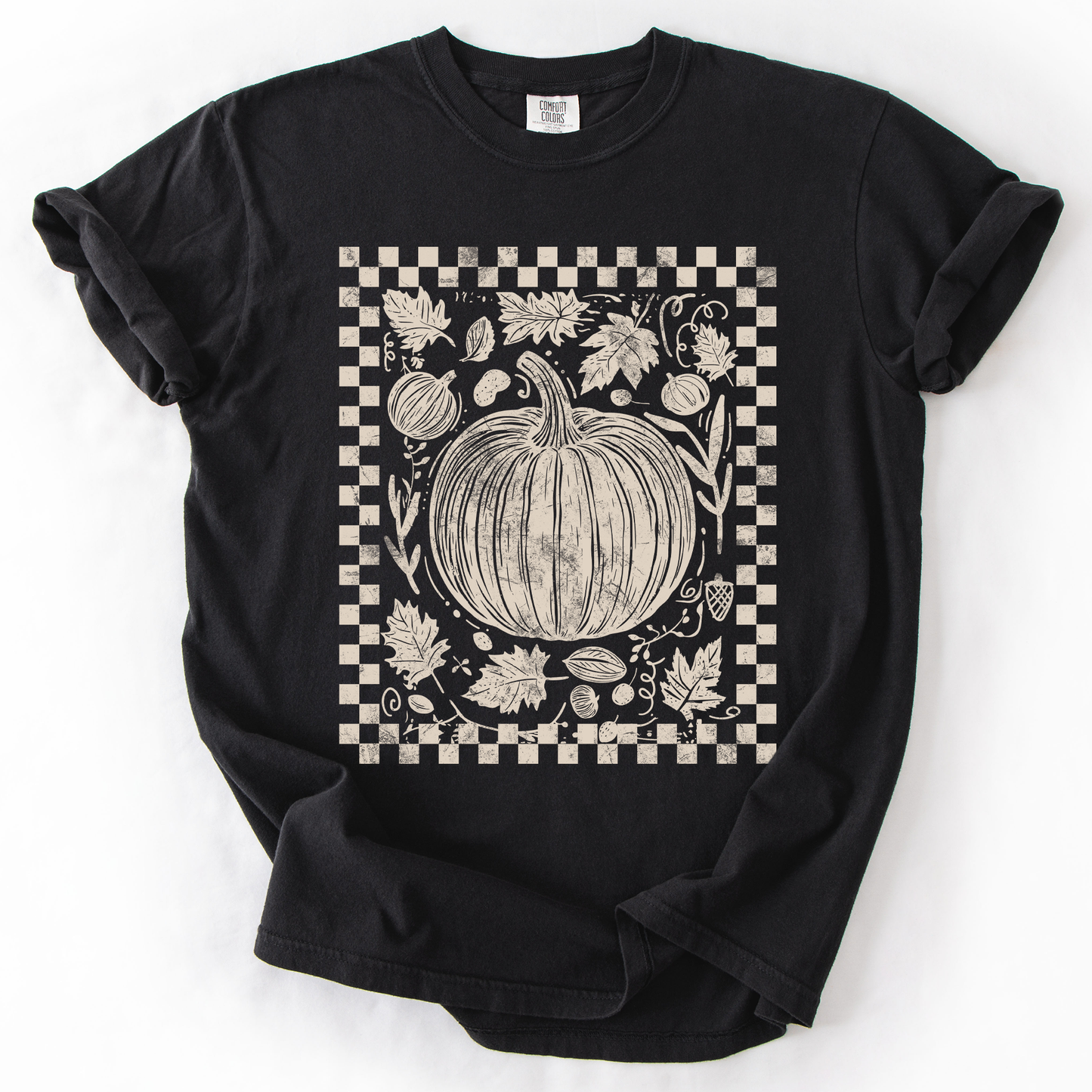 Checkered Pumpkin, Minimalist, Autumn, Fall, Comfort Colors T-Shirt