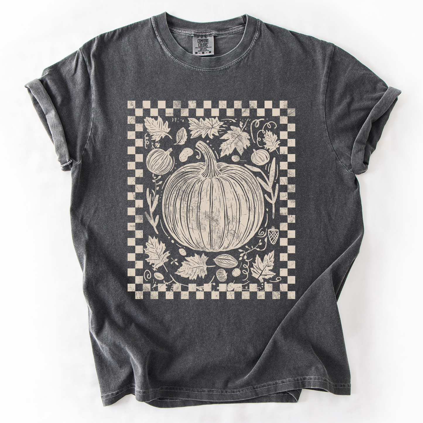Checkered Pumpkin, Minimalist, Autumn, Fall, Comfort Colors T-Shirt