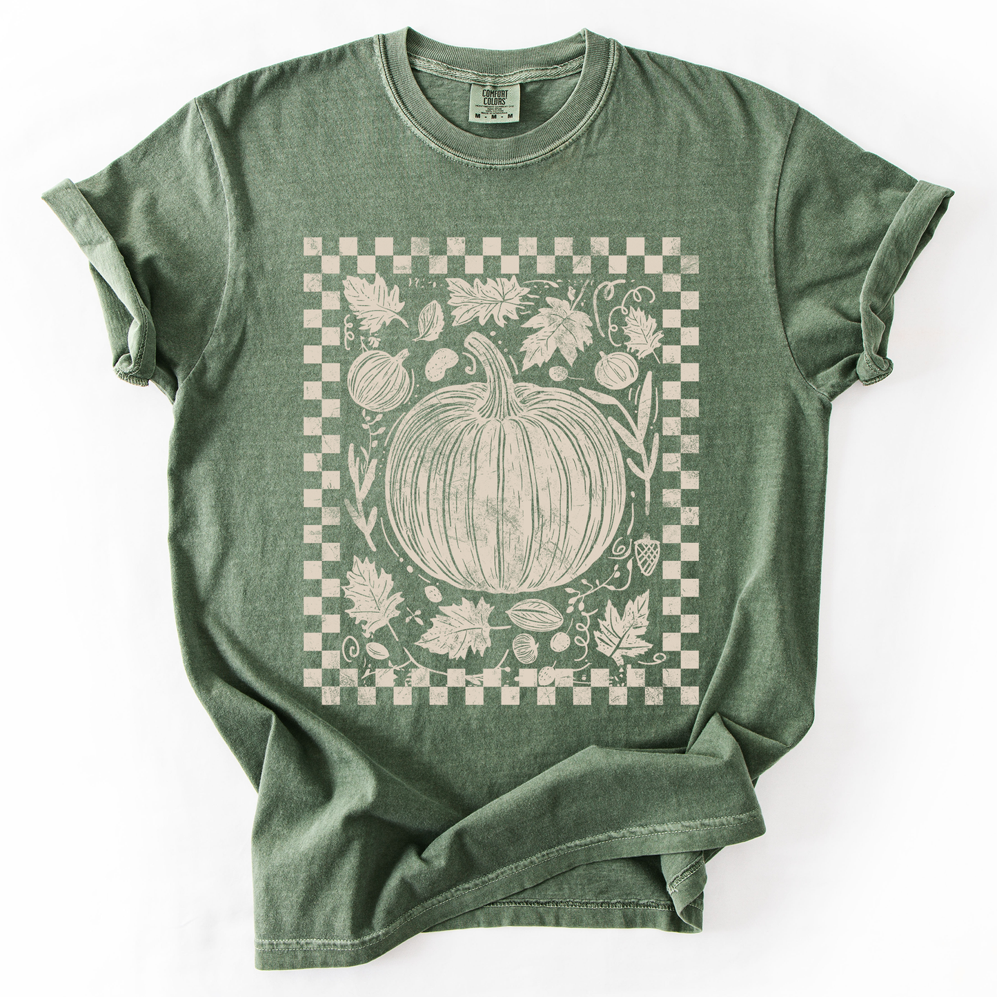 Checkered Pumpkin, Minimalist, Autumn, Fall, Comfort Colors T-Shirt