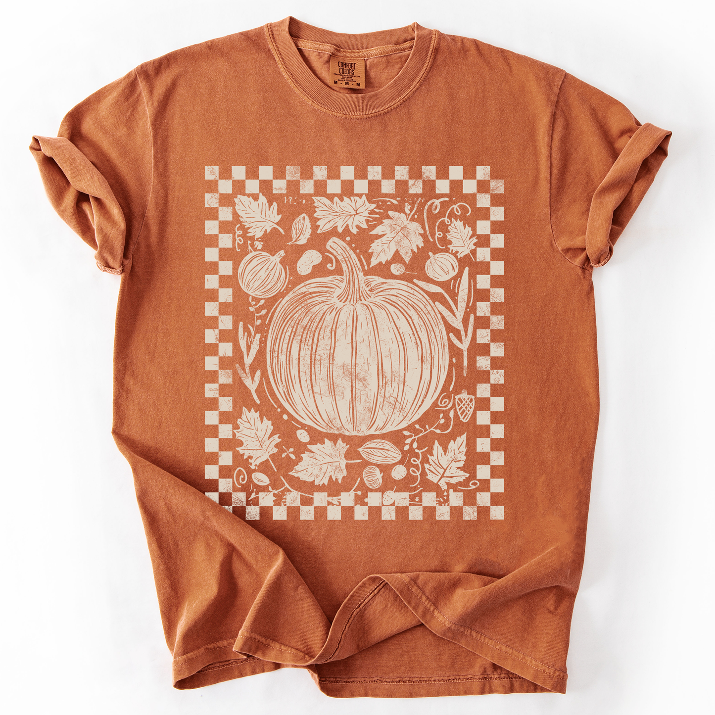 Checkered Pumpkin, Minimalist, Autumn, Fall, Comfort Colors T-Shirt