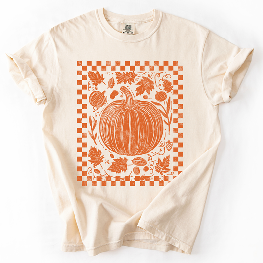 Checkered Pumpkin, Minimalist, Autumn, Fall, Comfort Colors T-Shirt