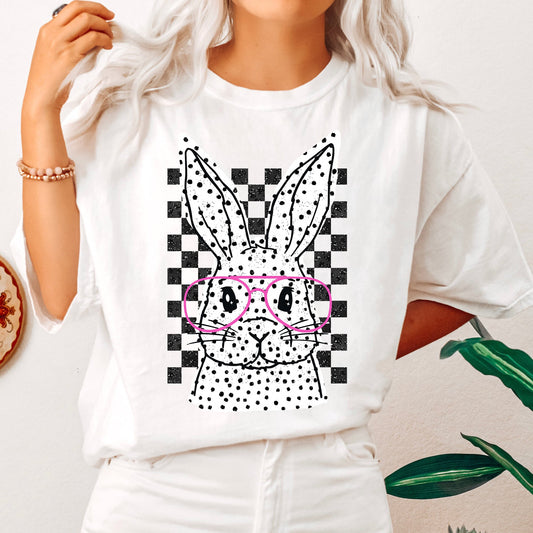 Checkered, Retro, Polka Dot, Easter, Bunny, Jesus, Rabbit, Holiday Tshirt Comfort Colors T-Shirt