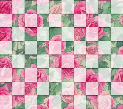 Checkered Rose 4-in-1 Can Cooler Cup