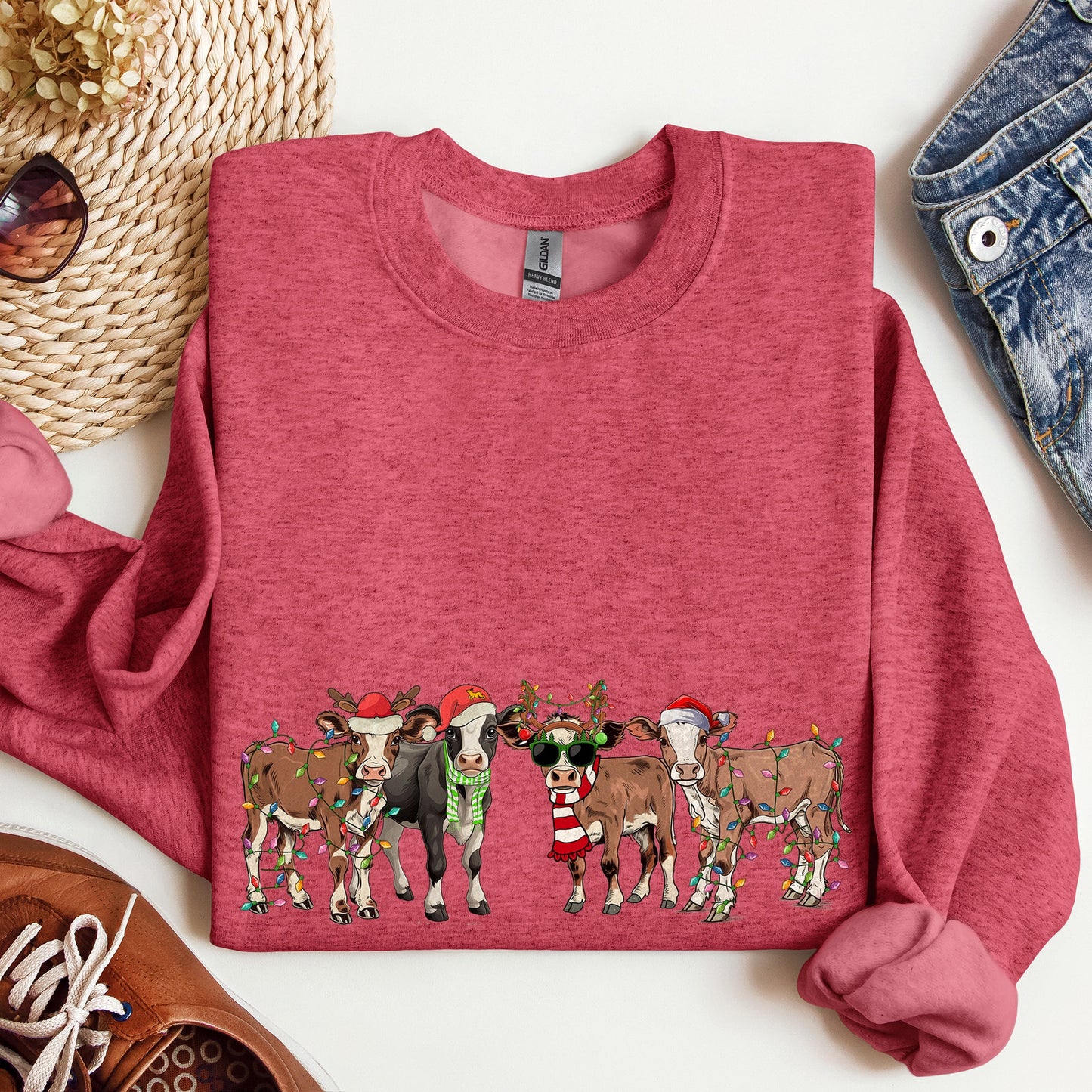 Christmas Calves, Cow Lovers, Santa, Farm Life Sweatshirt