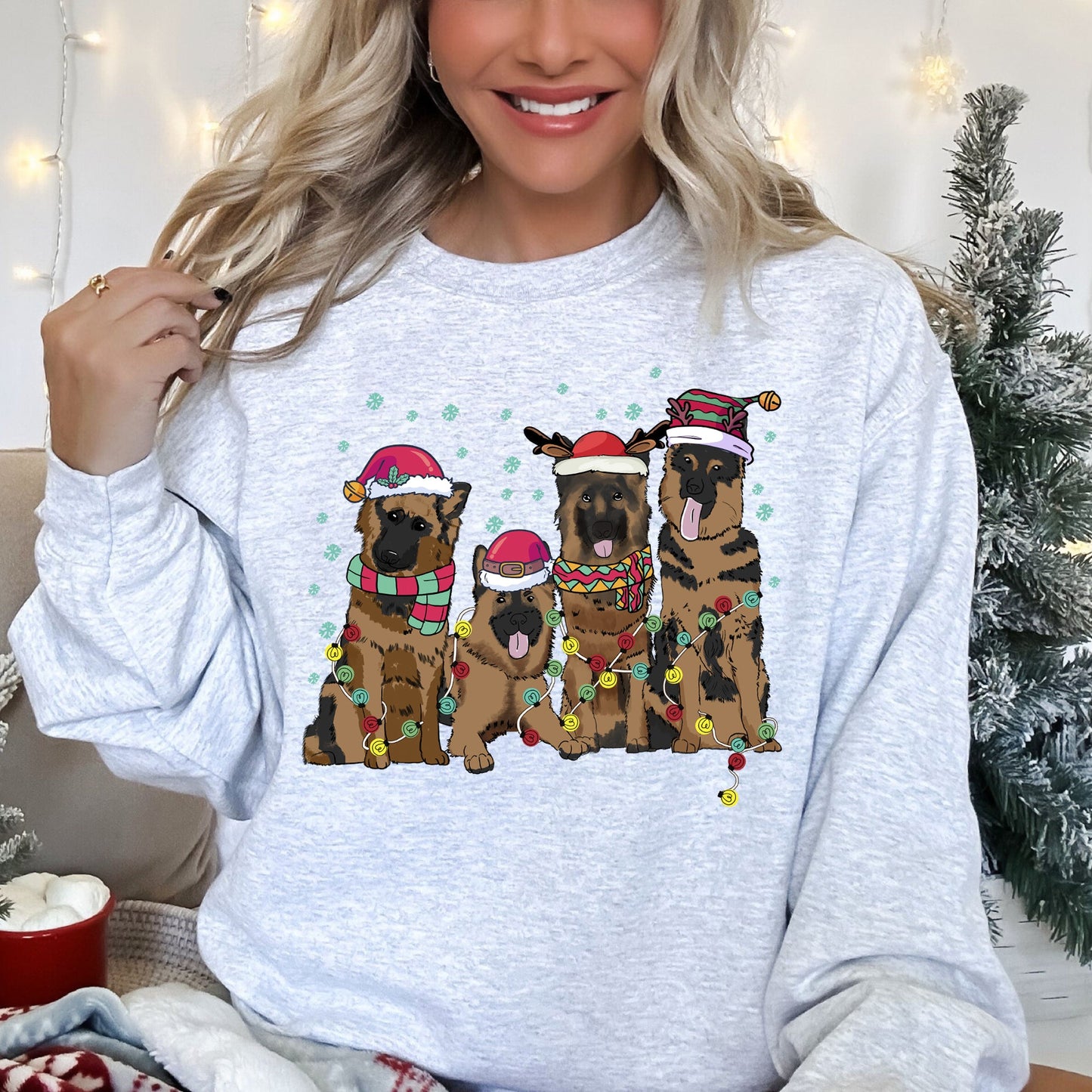 Christmas Dogs, German, Shepherd, Dog Lovers, Santa, Pet Sweatshirt
