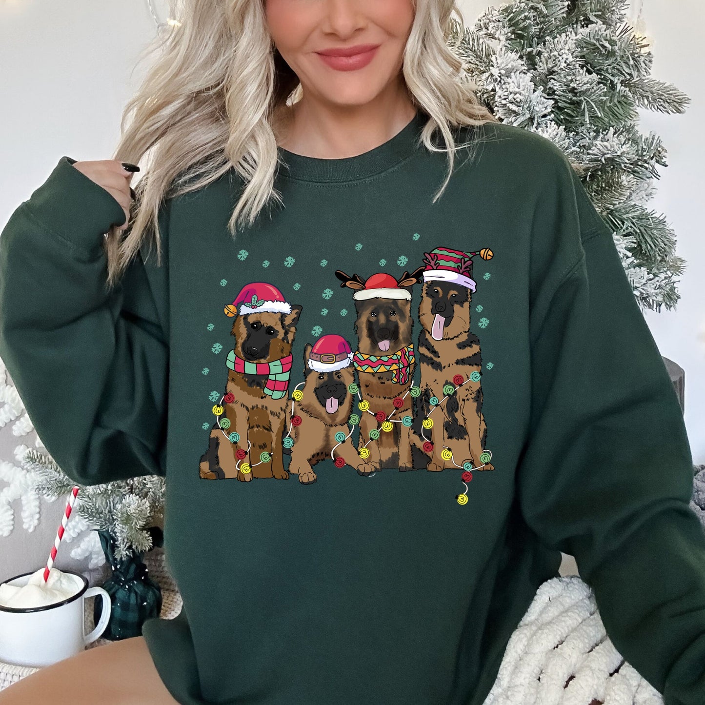 Christmas Dogs, German, Shepherd, Dog Lovers, Santa, Pet Sweatshirt