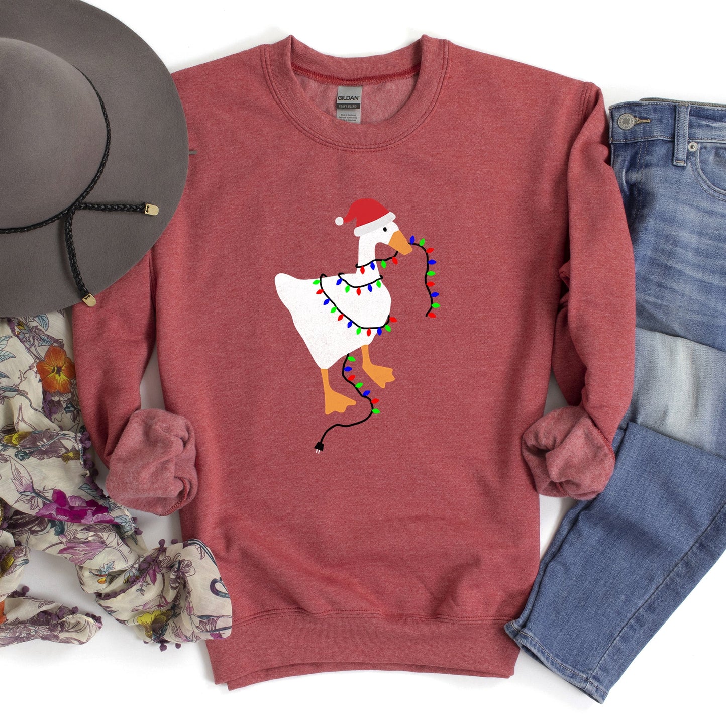 Christmas Goose Lights Retro Sweatshirt