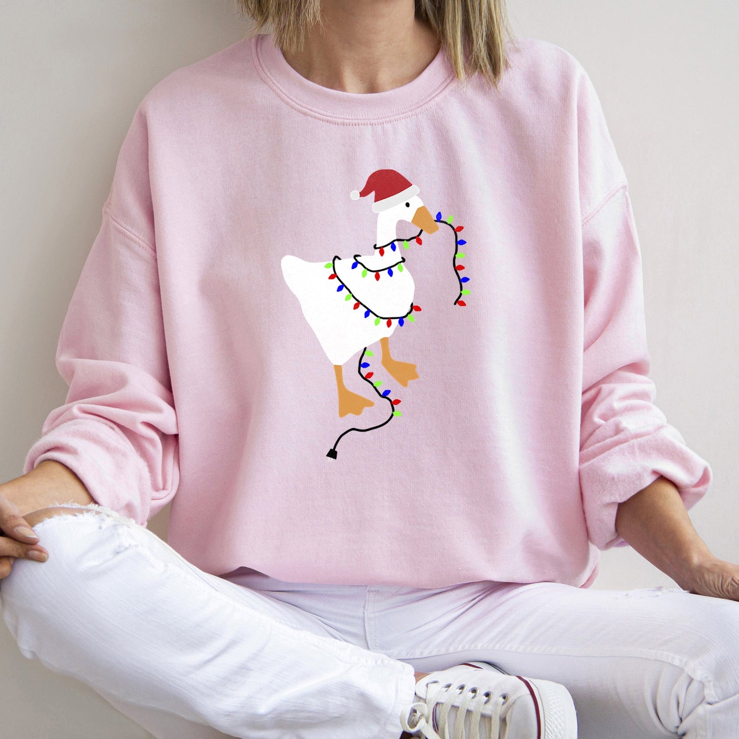 Christmas Goose Lights Retro Sweatshirt