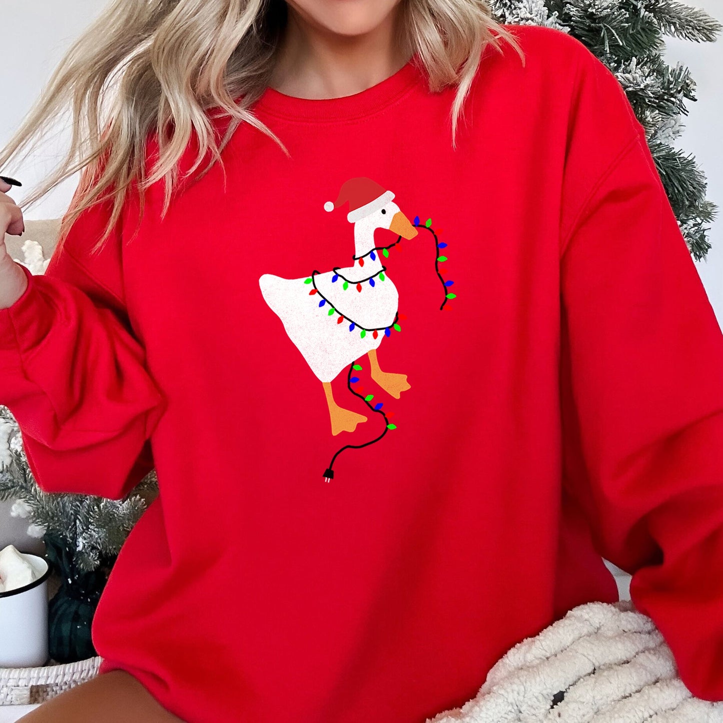 Christmas Goose Lights Retro Sweatshirt