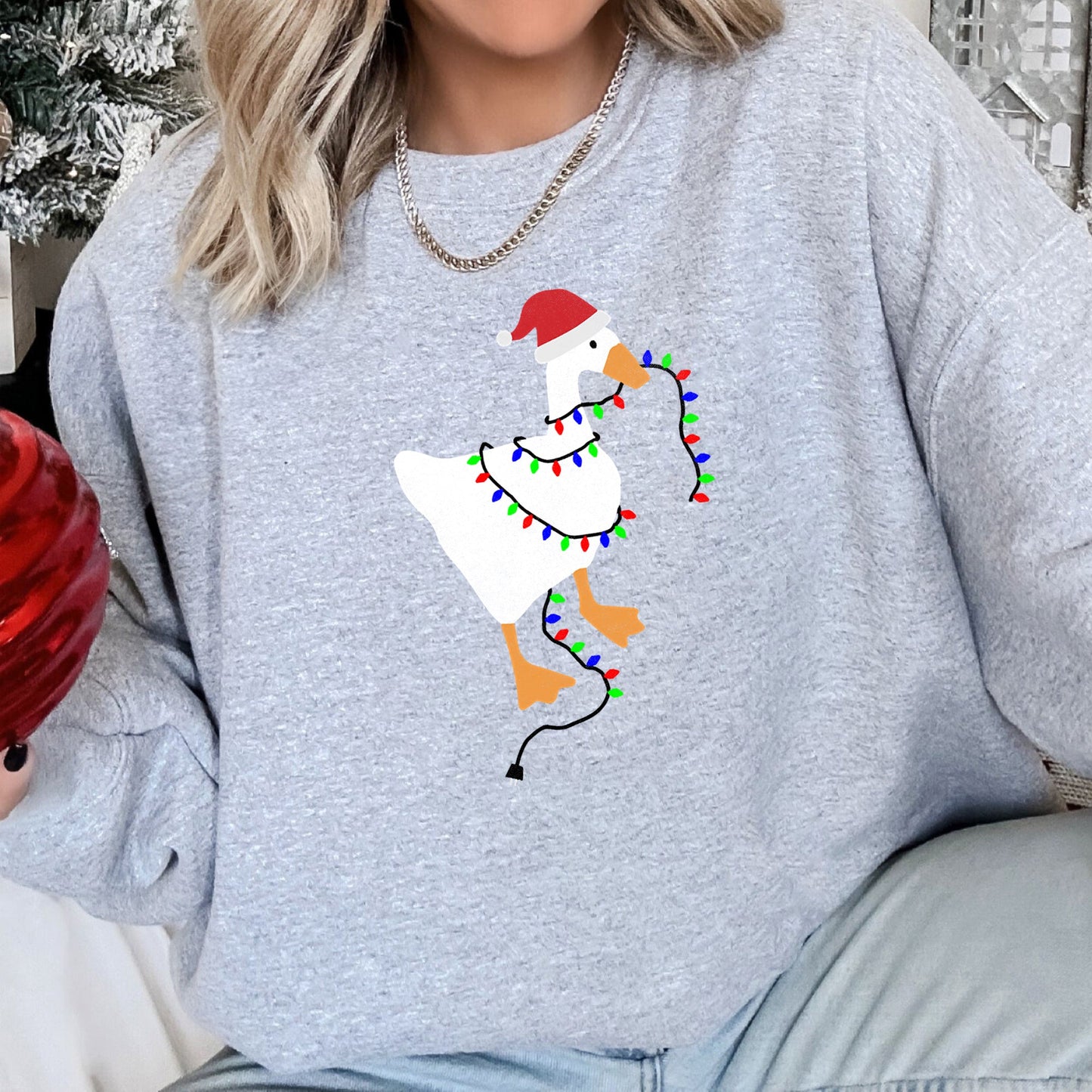 Christmas Goose Lights Retro Sweatshirt