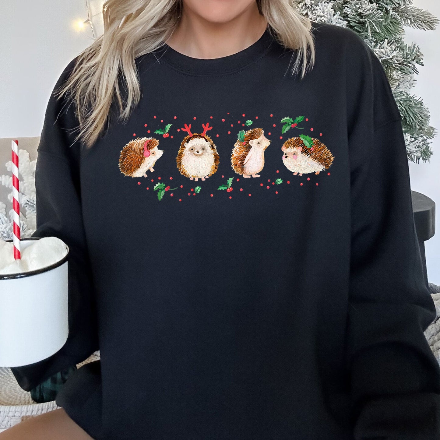 Christmas Hedgehog Adorable Sweatshirt