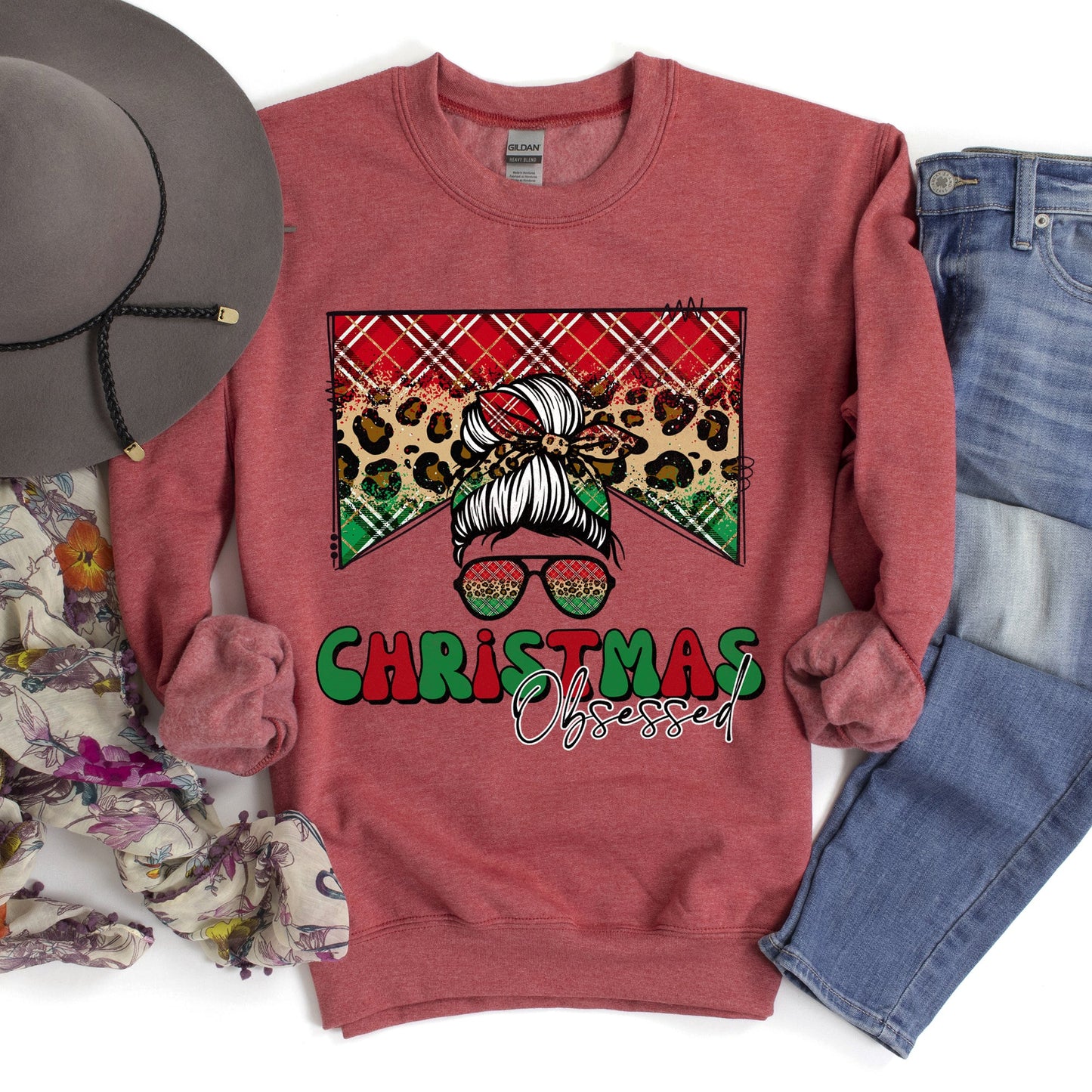 Christmas Obsessed Leopard Print Sweatshirt