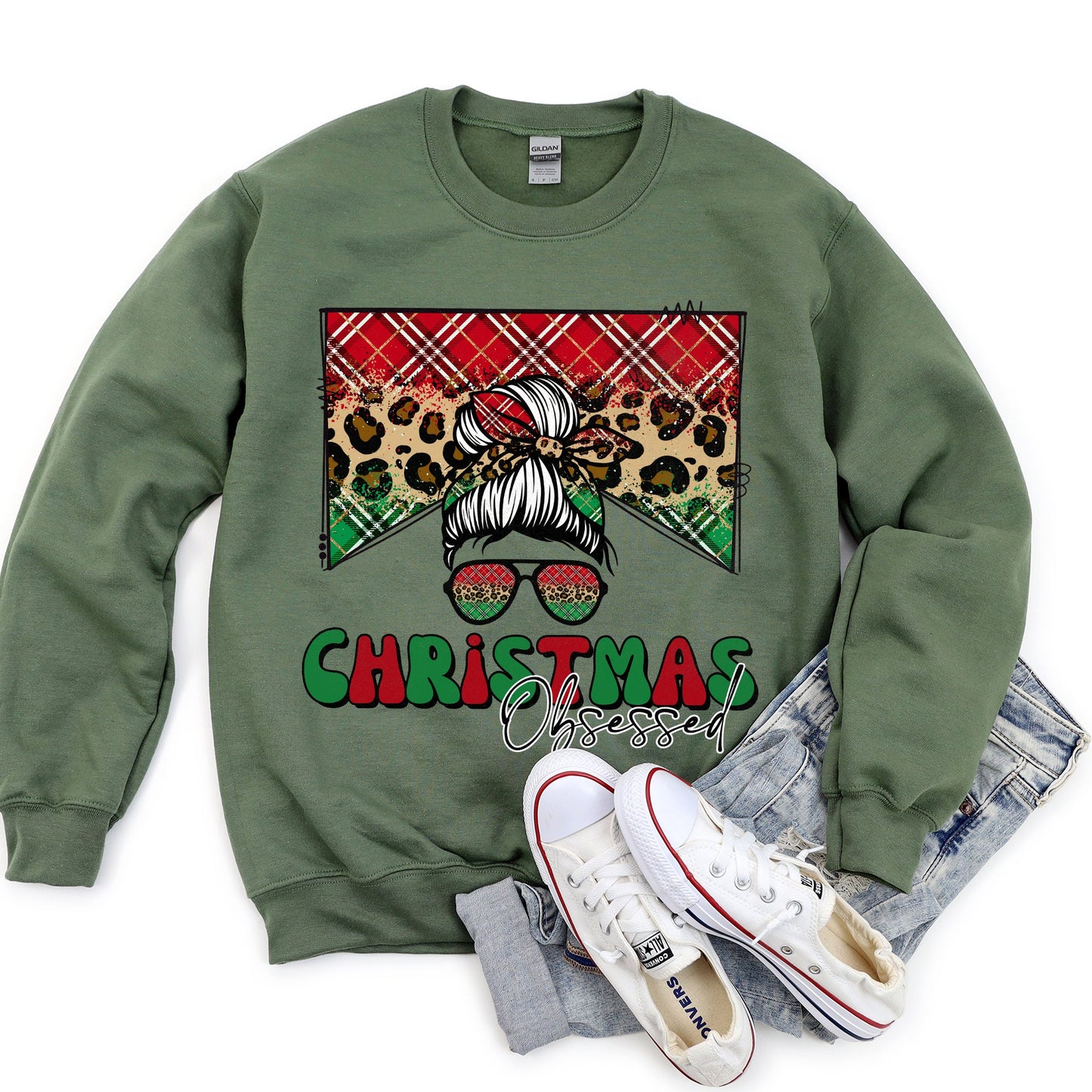 Christmas Obsessed Leopard Print Sweatshirt