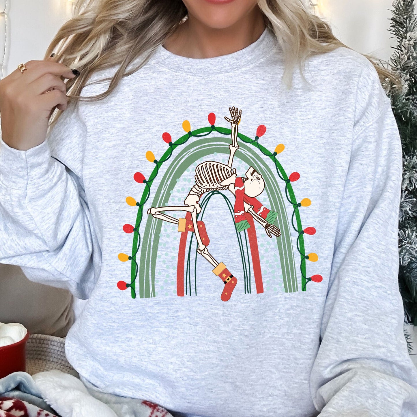 Christmas Rainbow Dancing Skeleton Sweatshirt