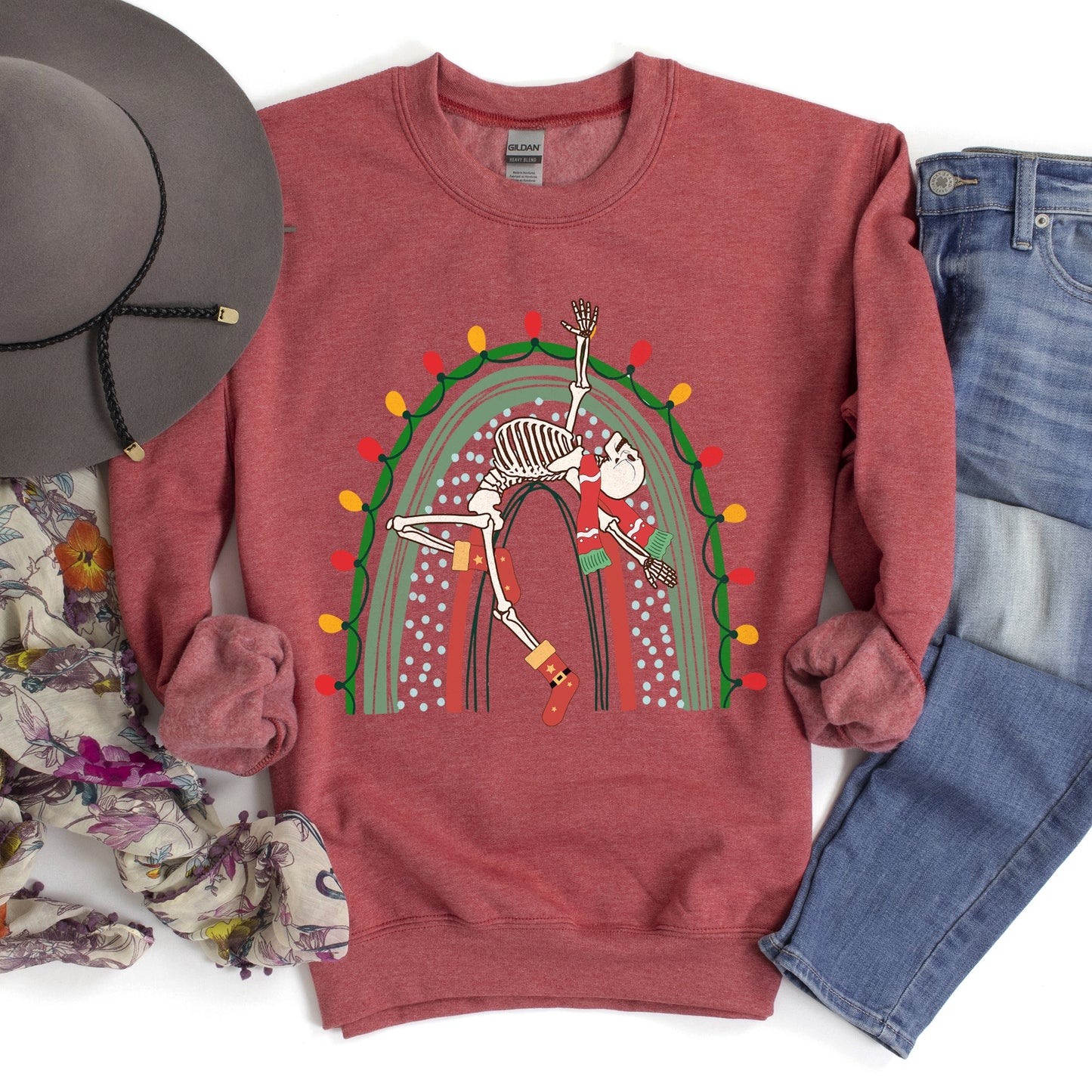 Christmas Rainbow Dancing Skeleton Sweatshirt
