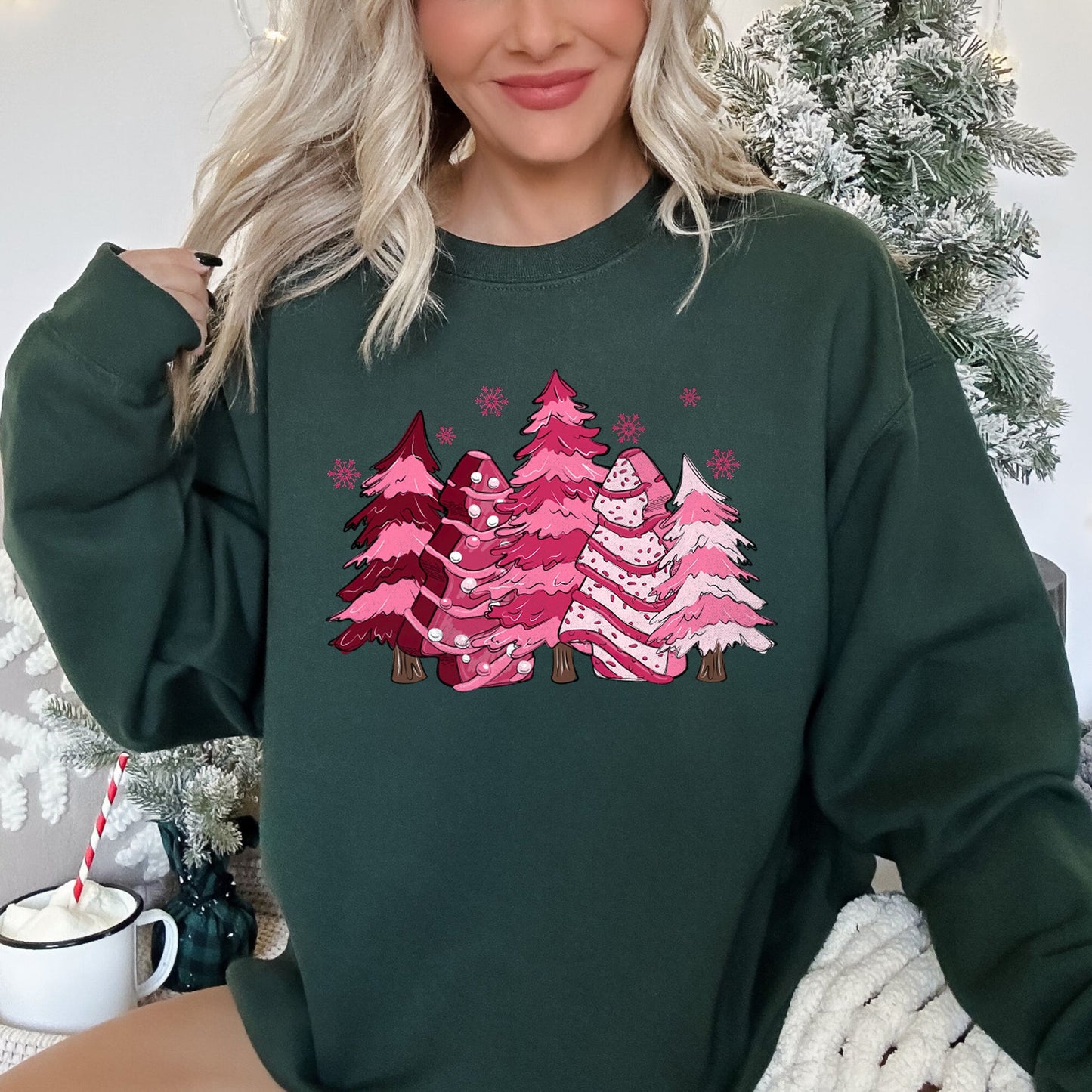 Christmas Snack Trees Pink, Little Debbie Sweatshirt