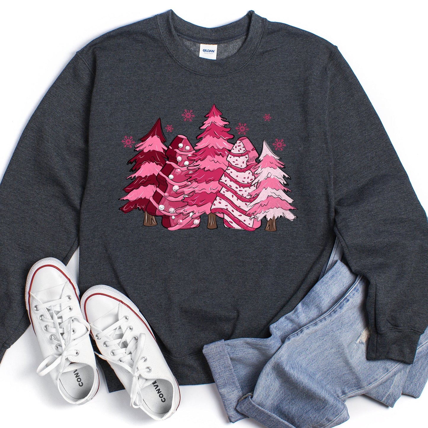 Christmas Snack Trees Pink, Little Debbie Sweatshirt