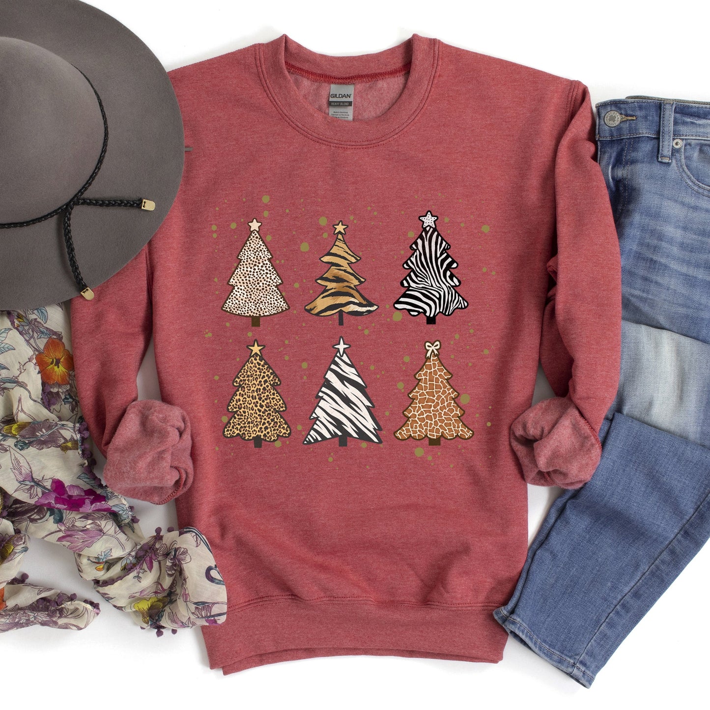 Christmas Trees Animal Print Sweatshirt