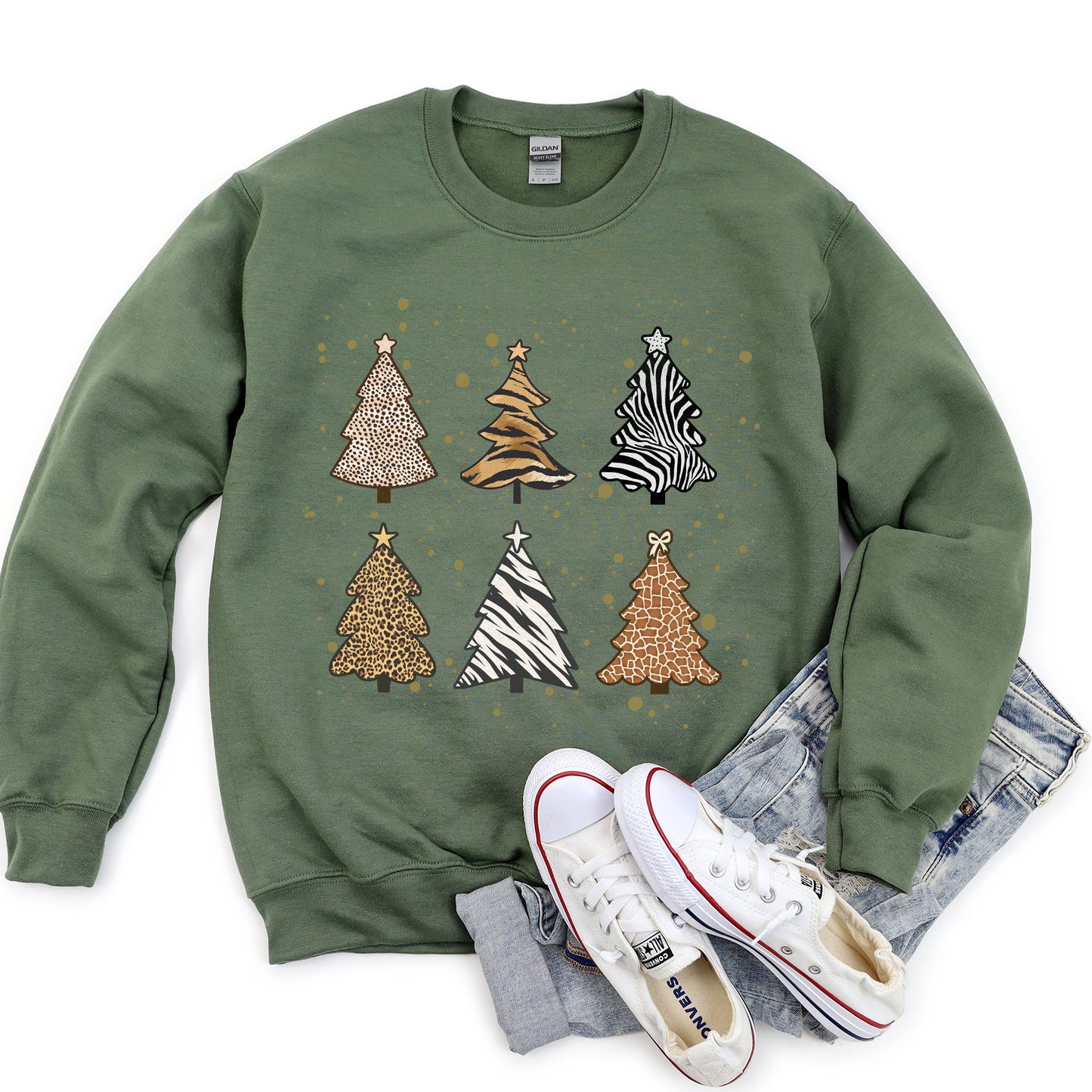 Christmas Trees Animal Print Sweatshirt