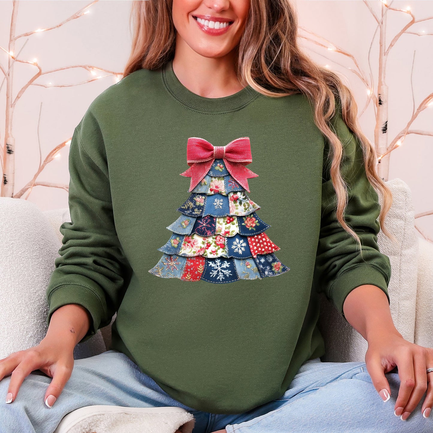Christmas, Sewing, Faux Quilt, Cute, Santa Sweatshirt