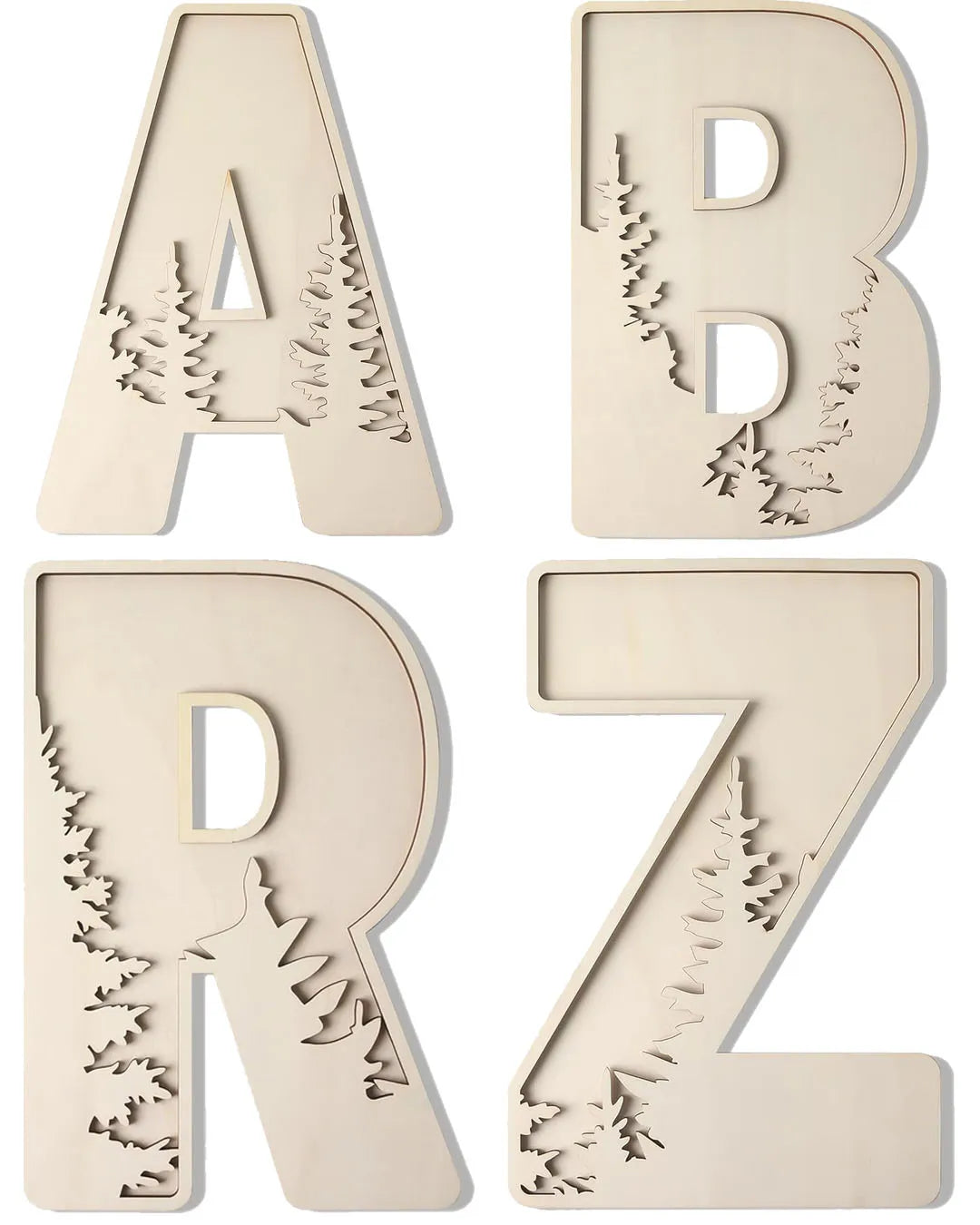 Woodland 11.5" Wooden Letter Z – Boho Paintable Name Sign for Nursery & Kids Room Decor