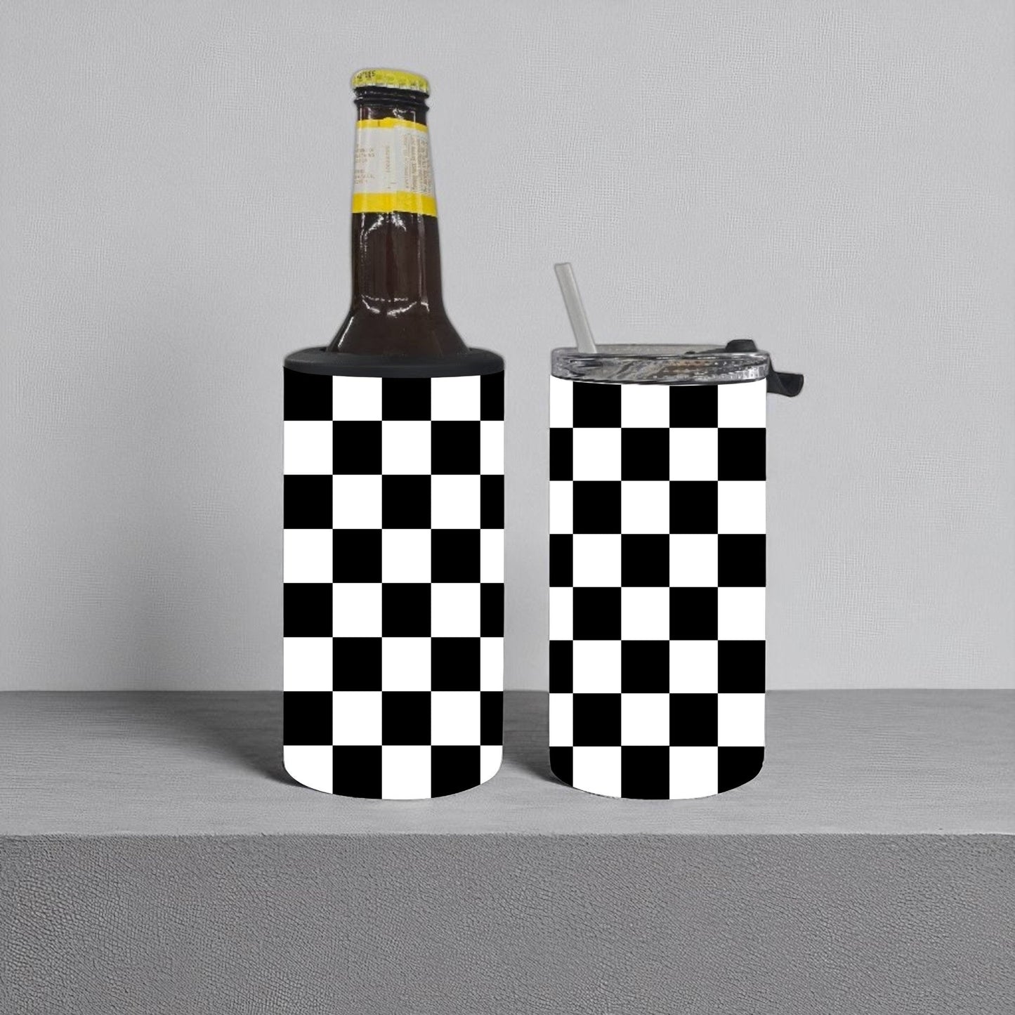 Classic Bold Checkered 4-in-1 Can Cooler Cup