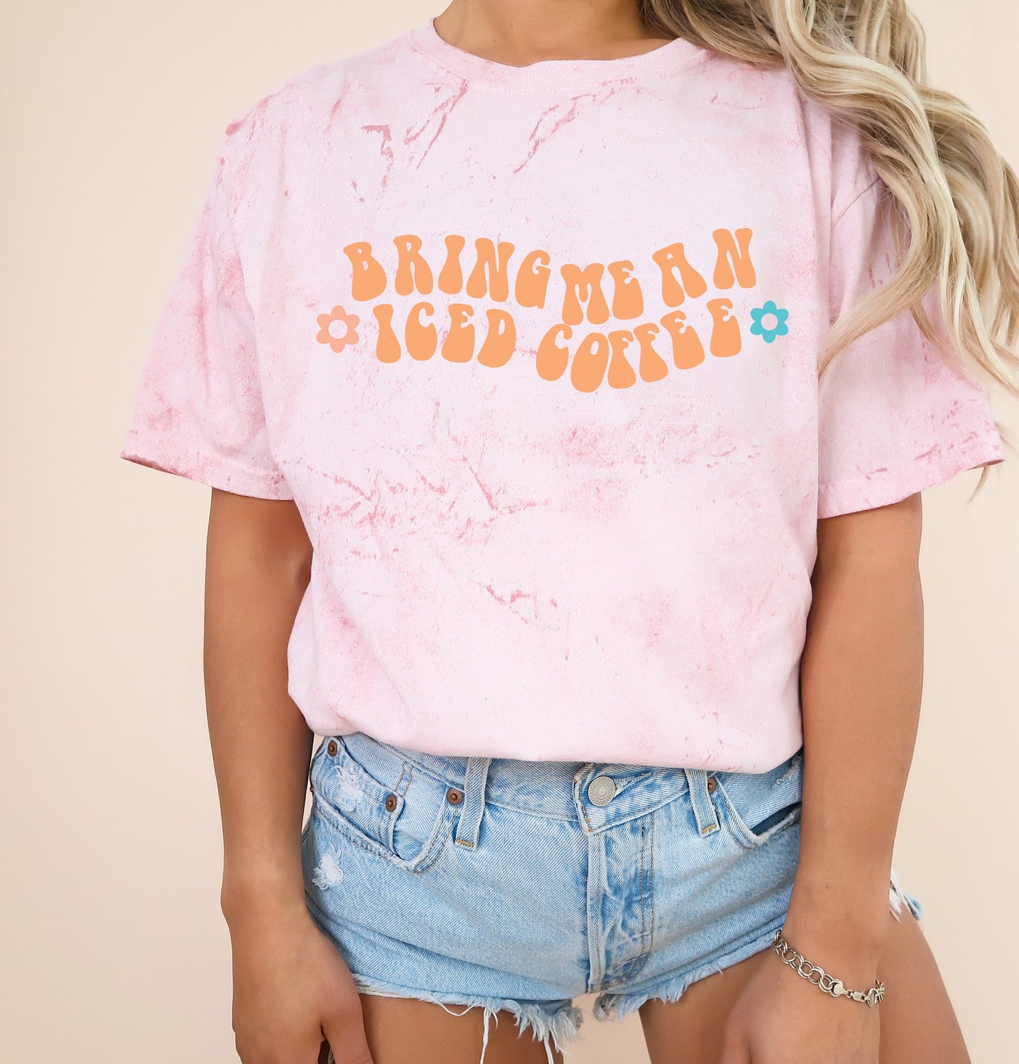 Bring me an Iced Coffee Latte Summer Garment Dyed T Shirt