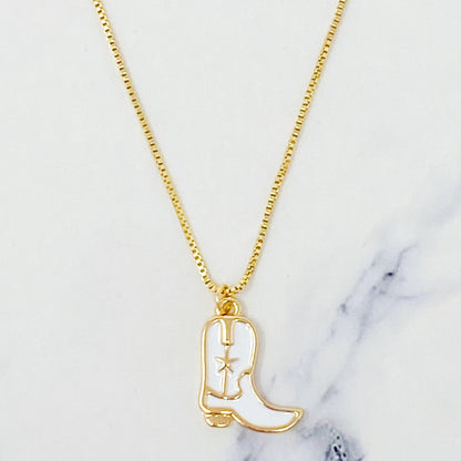 Cow Girl Boot Pendant Necklace - Aaria Tees
