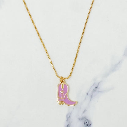Cow Girl Boot Pendant Necklace - Aaria Tees