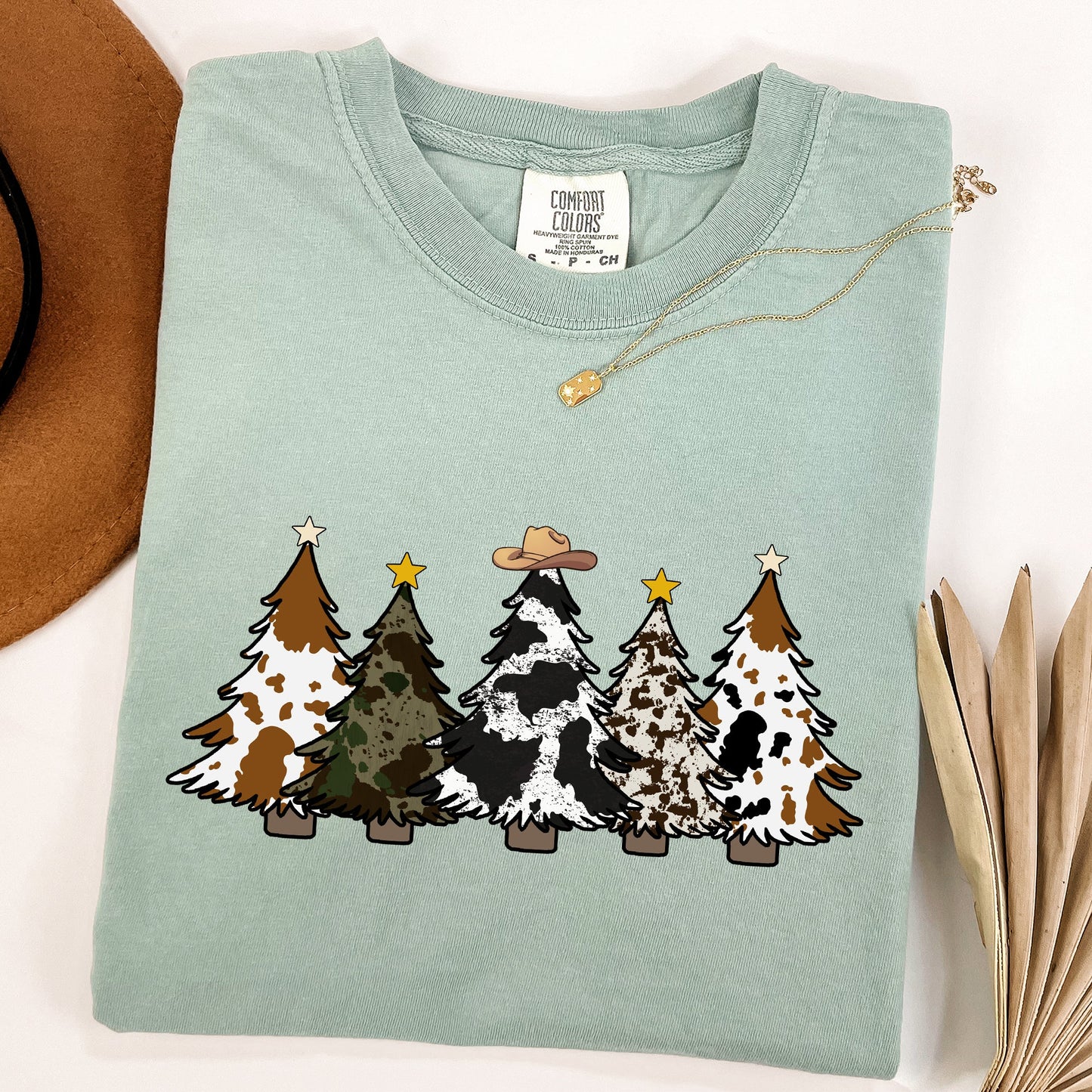 Cowboy Christmas Trees, Winter, Snow, Santa Tshirt Comfort Colors T-Shirt