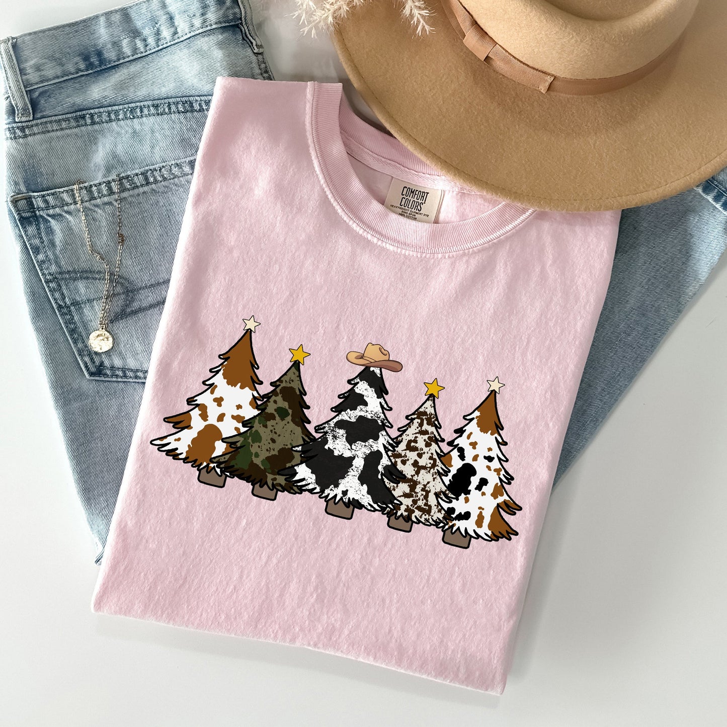 Cowboy Christmas Trees, Winter, Snow, Santa Tshirt Comfort Colors T-Shirt