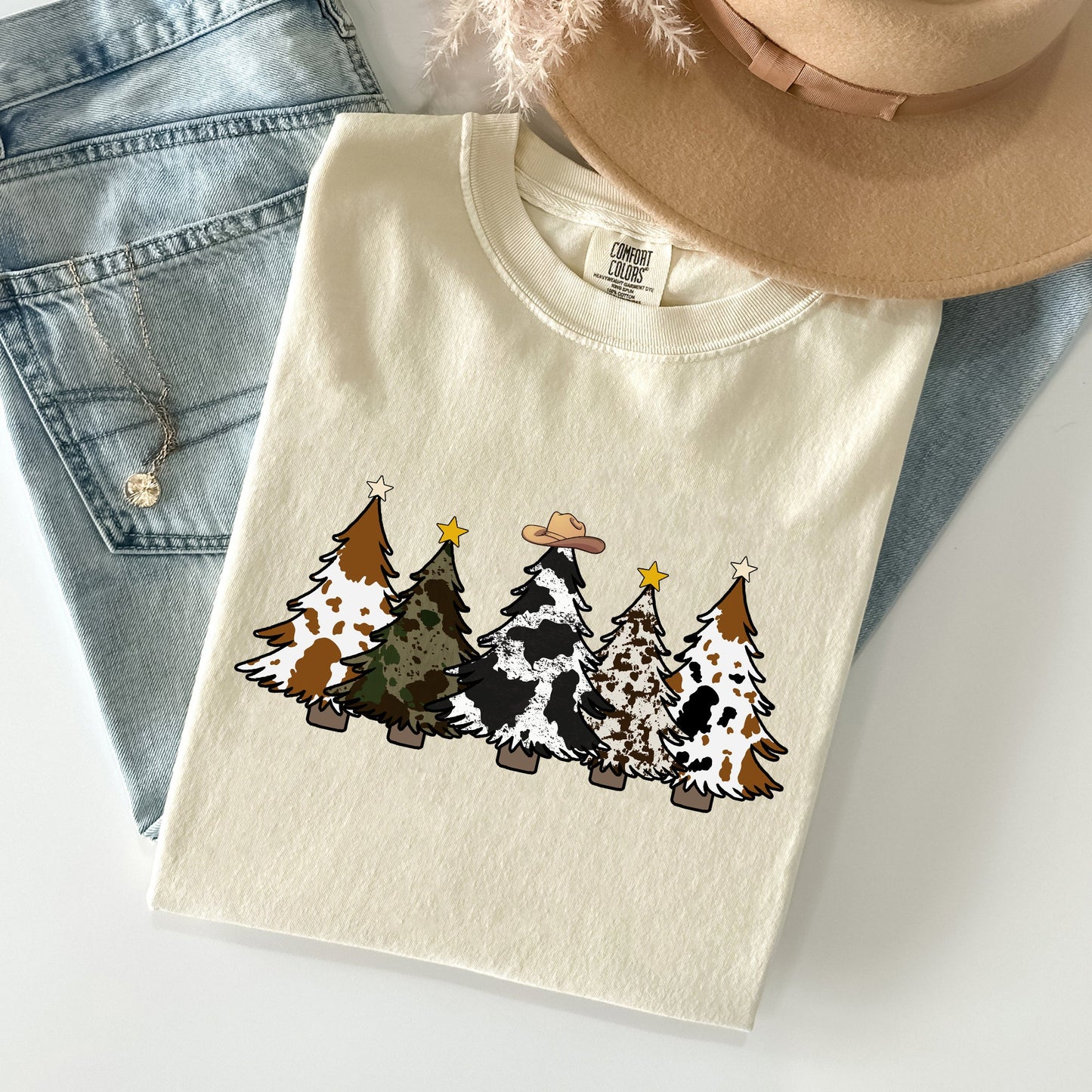 Cowboy Christmas Trees, Winter, Snow, Santa Tshirt Comfort Colors T-Shirt