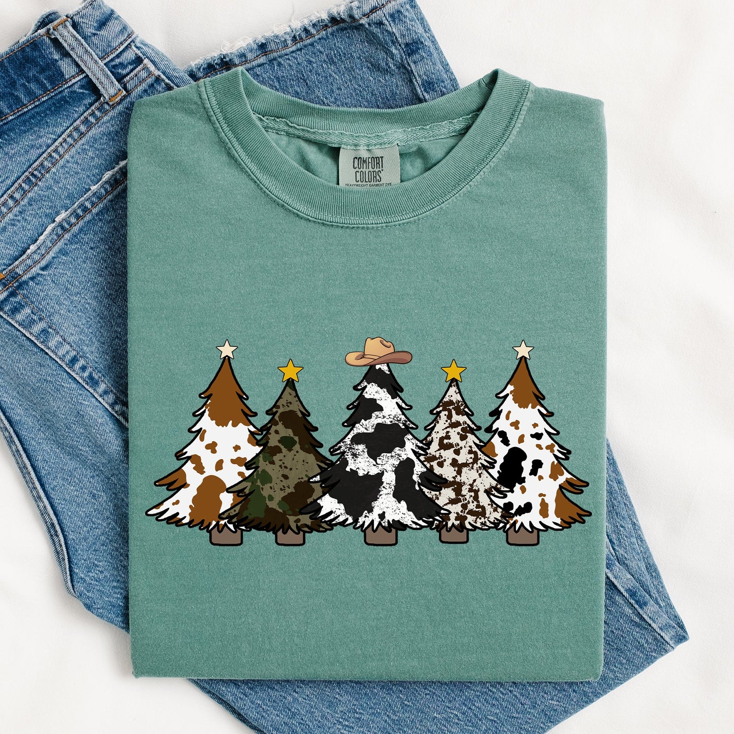 Cowboy Christmas Trees, Winter, Snow, Santa Tshirt Comfort Colors T-Shirt