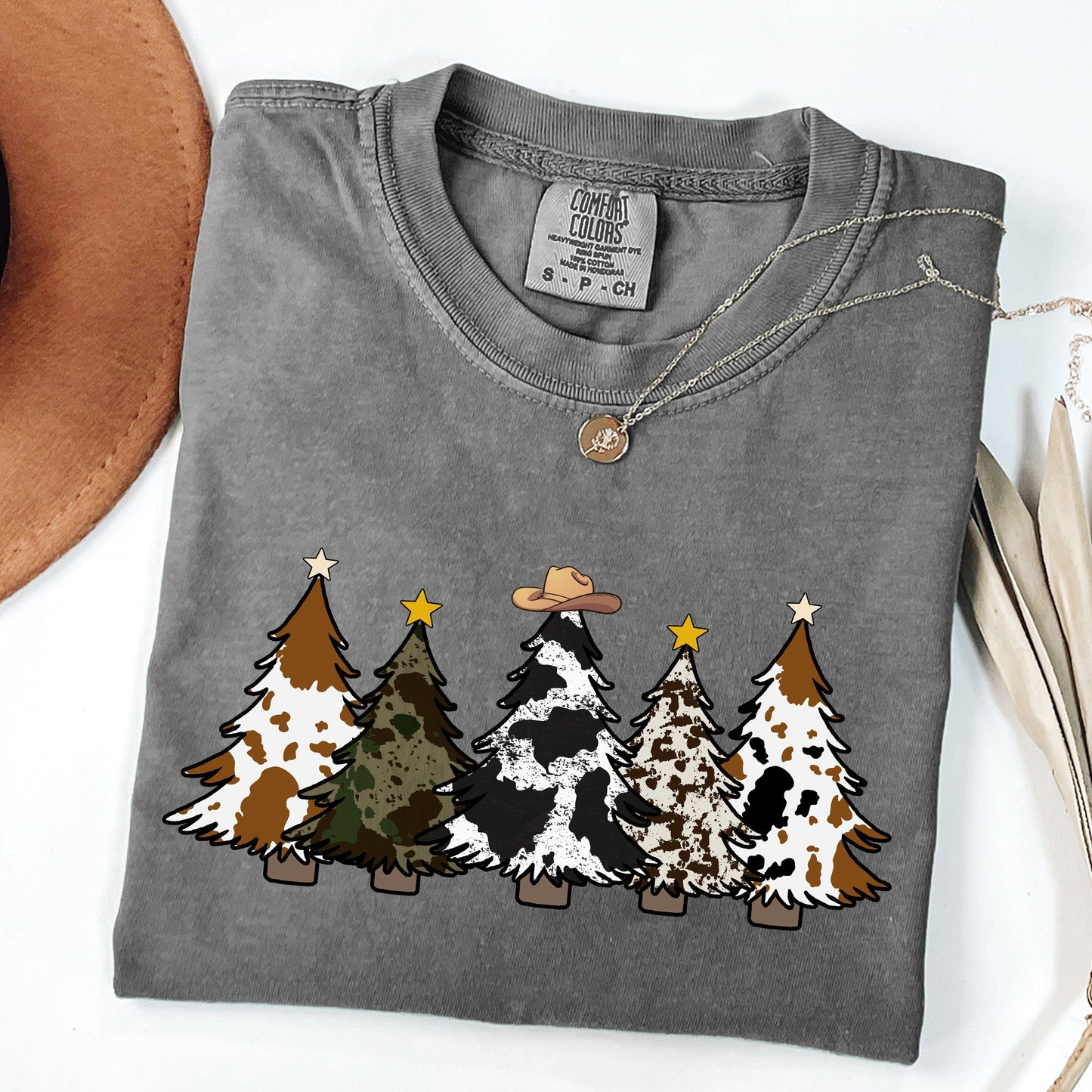 Cowboy Christmas Trees, Winter, Snow, Santa Tshirt Comfort Colors T-Shirt