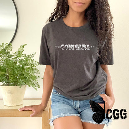 Cowgirl with Sheriff Stars Graphic Tee Shirt - Bourbon Cowgirl - Aaria Tees