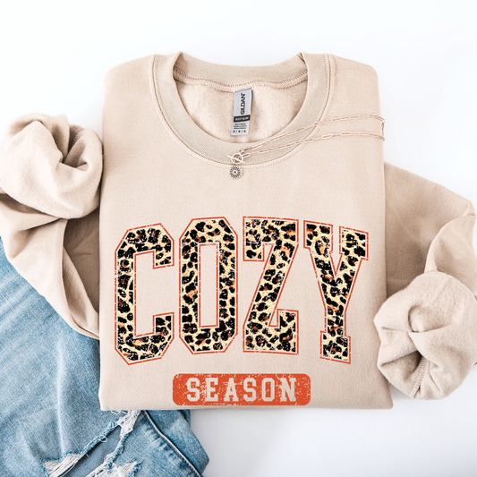 Cozy Season, Leopard Print, Halloween, Autumn, Fall Sweatshirt