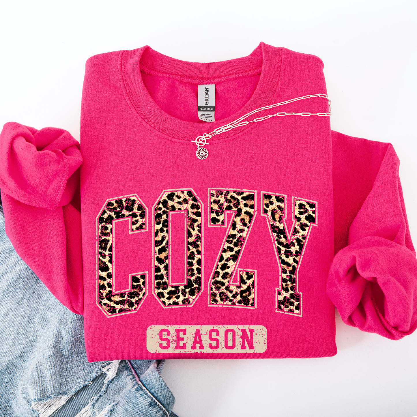 Cozy Season, Leopard Print, Halloween, Autumn, Fall Sweatshirt